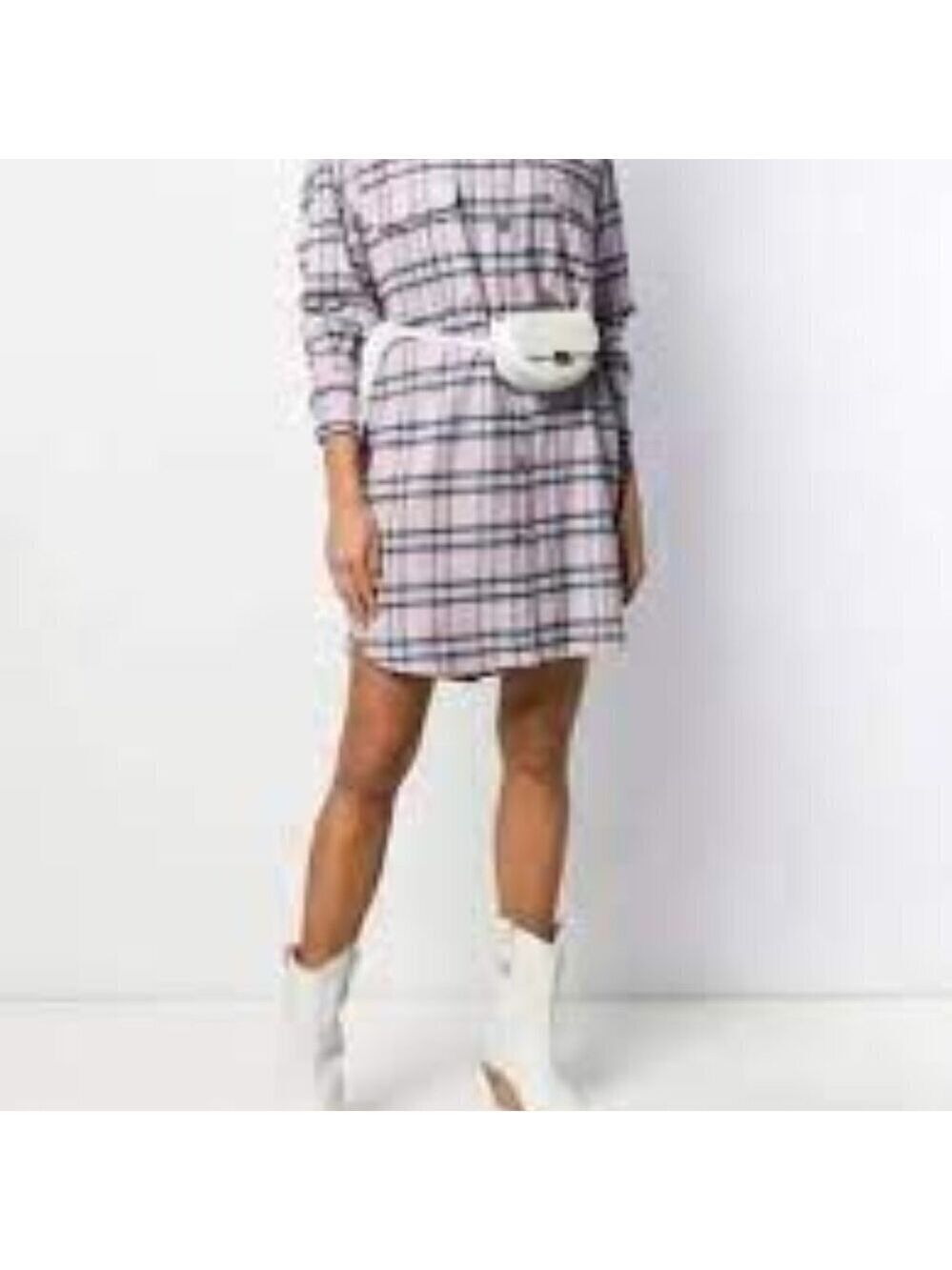 Isabel Marant Etiole Flannel Pink And Blue Plaid Shirt Dress Size 36 (6)